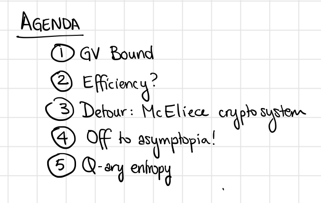 「Algebraic ECCs」: Lec3 GV Bound and q-ARY Entropy